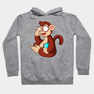 Monkey with Glasses & Book Hoodie